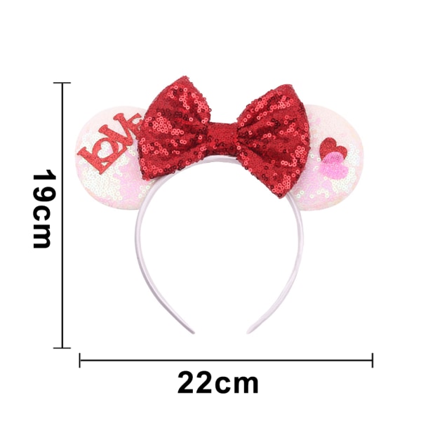 Mouse Ears Rosett Pannband, Glitter Party Princess black Dot Ear shape8