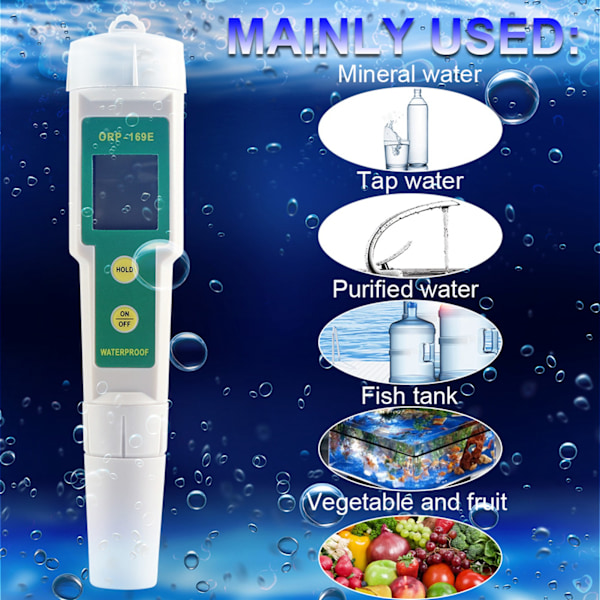 2 i 1 Digital ORP/TEMP Meter Tester Akvarium Pool Hydroponisk Vattenmonitor