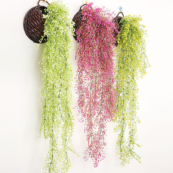 Konstgjorda blommor på väggen, hängande blommor, konstgjorda blommor för uteplats, konstgjorda blommor för utomhusbruk, konstgjorda hängande växter för hem, trädgård,