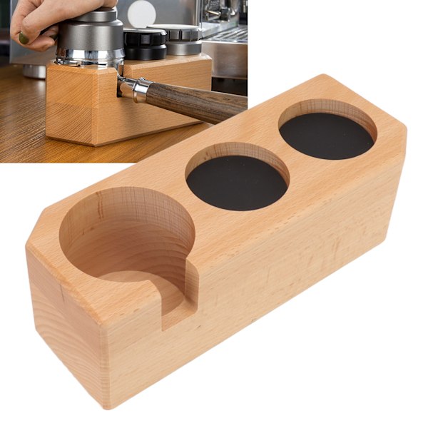 Tamping Station Bokträ Tamper Mat Stativ med Anti Slip Pad för Kaffe Bar Tillbehör L