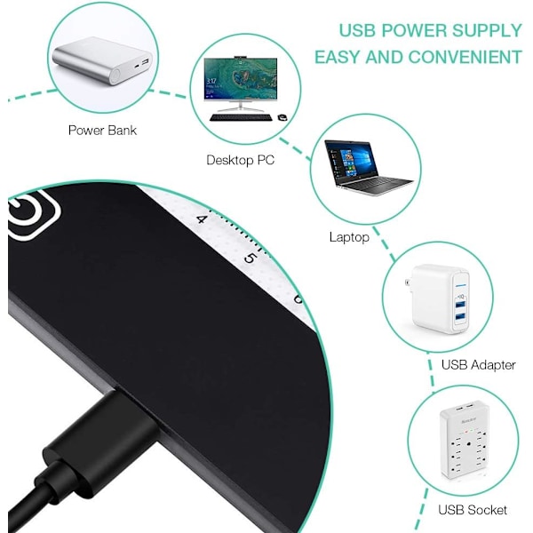 LED-lampstativ med USB-kabel, steglöst dimbar ljusstyrka, 4 mm ultratunn ritplatta, A4-lampstativ, kan användas för skissning, kopiering och