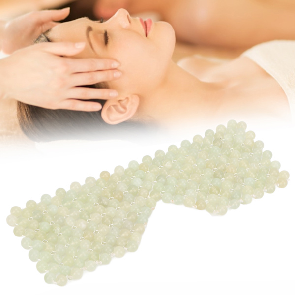 Jadestone Ögonbindel för att Lindra Ögontrötthet, Minska Ödem, Slät Yta, Ögonmassage, Sovmask, Ljusgrön