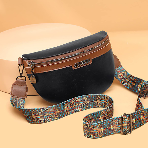 Axelväska Dam liten crossbody väska Dam bred rem bältesväska Dam läder handväska Mode bältesväska Axelväska Avtagbar axelrem