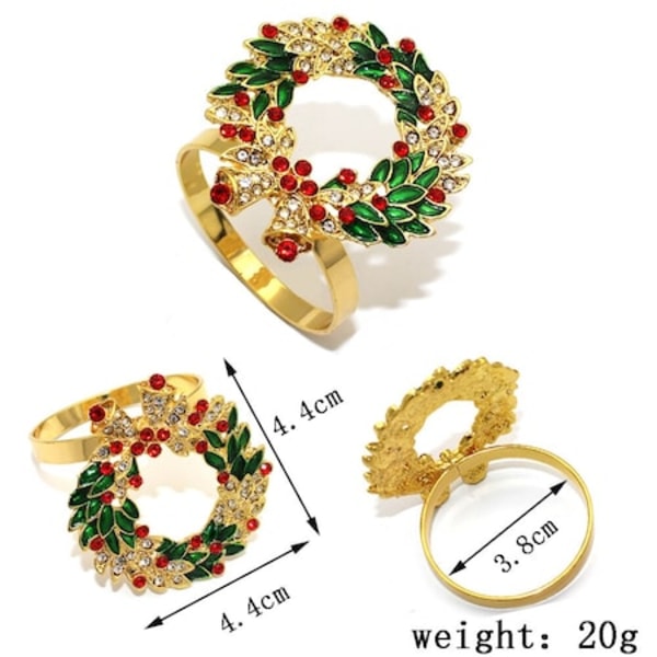 Set med 6 ringar för julservetter, legering