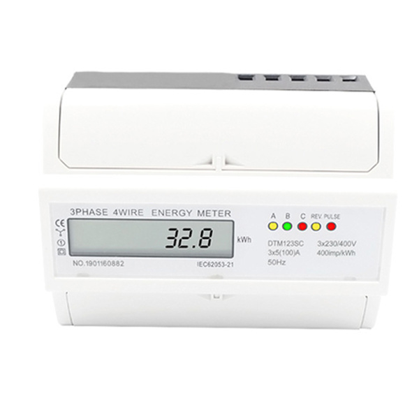 Digital 3-fas Energimätare LCD-display Vit ABS-hölje 50Hz Elförbrukningsovervakning 230 400V