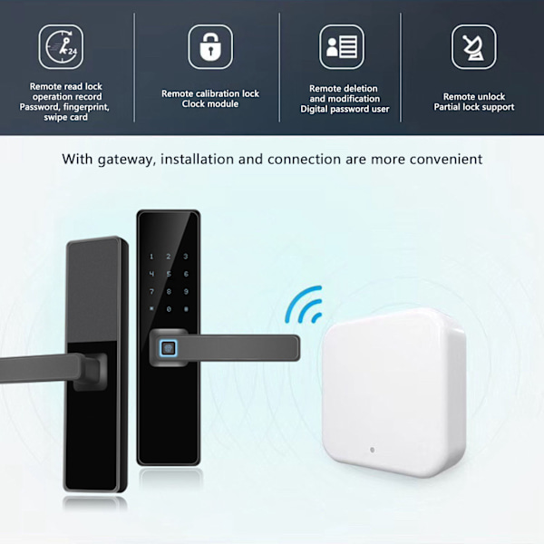 Smart Lock Gateway Fingeravtryckslås Fjärrkontroll Realtidslarm Intelligent WiFi Gateway för Hemmet