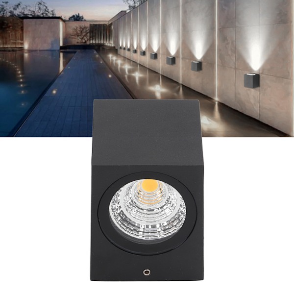 5W LED-vägglampa utomhus i aluminium, vattentät 85-265V för hall, uteplats, veranda, exteriör belysning 8x7,5x6,5 cm vitt ljus