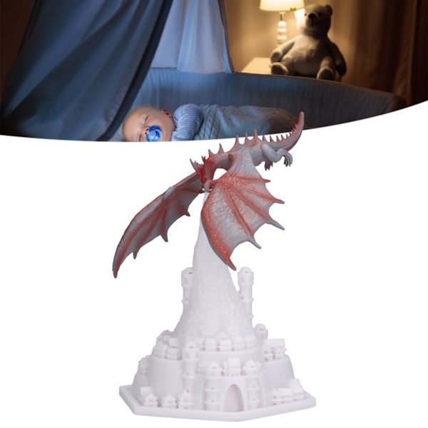 LED Vulkan Drake Lampa USB Laddning 3D Tryckt Eld Drake Nattljus för Babyrum Sovrum Camping