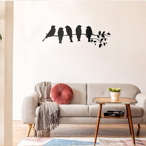 Väggkonst i Metall med Fåglar, Konstnärlig Känsla, Enkel Modern Stil, Dekorativa Livfulla Fåglar på Gren för Inomhus- och Utomhusdekor, Perfekt för Hem och Trädgård