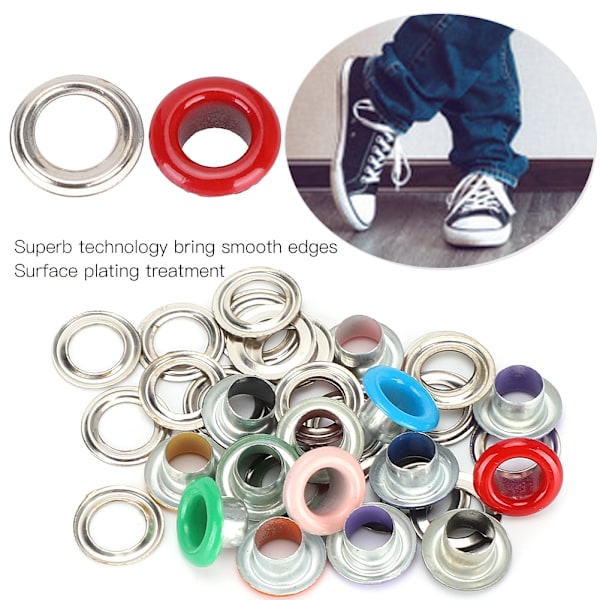 500 Set Ögle Spänne Metallisk Ögla Färg Skor Läder Väskor DIY Hantverk Knapp Nitar Verktyg 4,5 mm