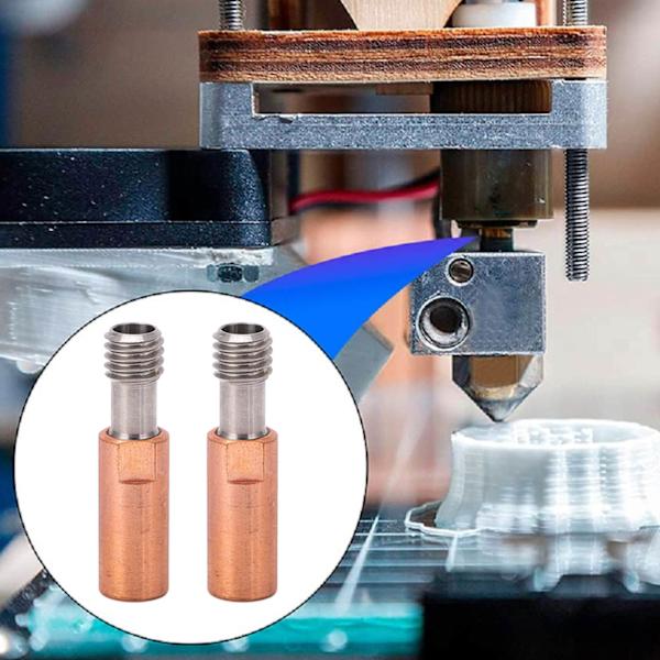 2 st 3D-skrivarhalsmunstycke Ti-legering Koppar Bimetall för Ender 3 3 V2 3 Pro Hotend 4,1 mm Genomgående Hål