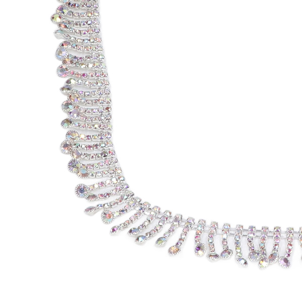 Rhinestone Tassel Chain Rund Form 2,2 cm Bredd Mode Tassel Design Godtycklig Klippning Plaggsmycke DekorSilver Botten AB Färg Borr
