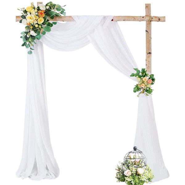Vita bågdraperingar, återanvändbar bröllopsbakgrund i tyg för bröllop inomhus och utomhus, möhippor, babyshowers, fotobakgrund, 1 panel, 28 tum X