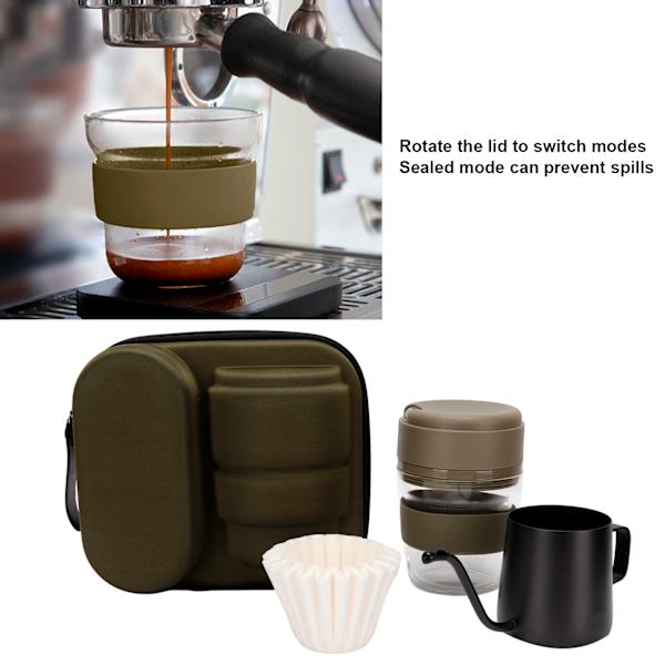 Handbryggd kaffekanna set rese manuell kaffebryggare med kopp för bryggning av kaffeGrön
