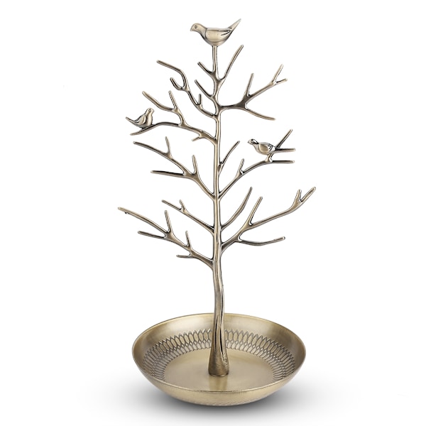 Multifunktionell Smyckeshållare, Enkel Montering, Stilfullt Konstverk, Galvaniserad Metallkonstruktion, Kreativ Design med Krokar och Grenar, Praktisk Bricka,