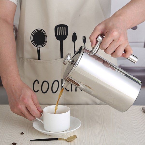 Multifunktionell 304 Rostfritt Stål Dubbeldäckad Kaffekanna Tekanna Kökstillbehör 800ml