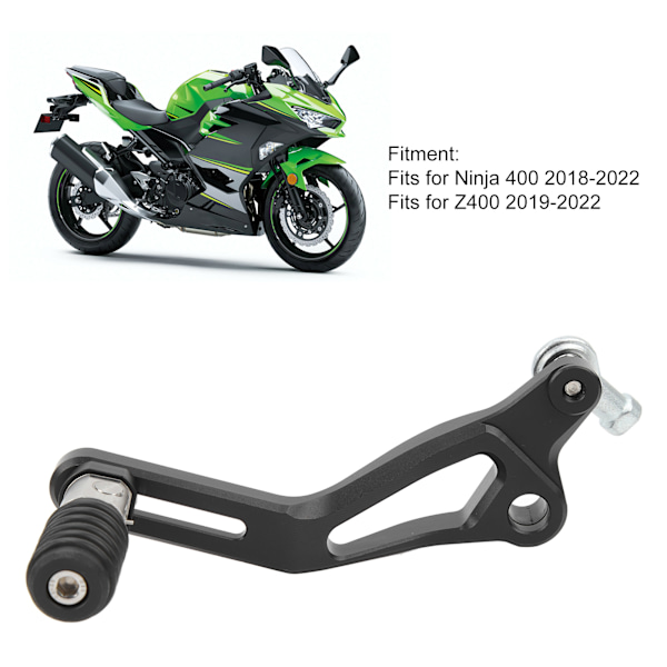 Växelspak Pedal CNC Aluminium Justerbar Vikbar Tåspetsväxelpedal för Ninja 400 Z400 Svart