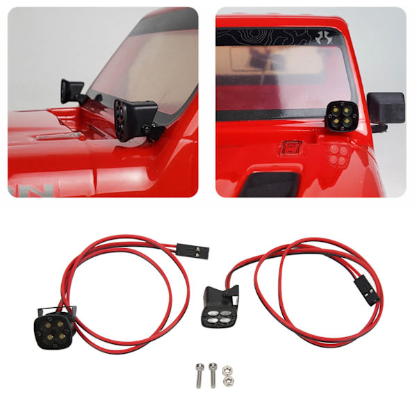 2 set LED-strålkastare för RC-bil, fyrkantiga strålkastare med hög ljusstyrka för 1/10 RC Crawler-bil