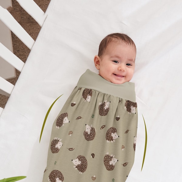 Babyso sacco nanna 0,5 Tog con elastico in vita, sacco nanna estivo in cotone, tutina per bambini piccoli 0-6 mesi (riccio verde)