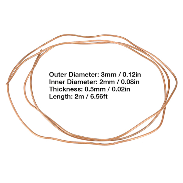2M Mjuk Koppar Rör Rör OD 3mm x ID 2mm för Kyl VVS