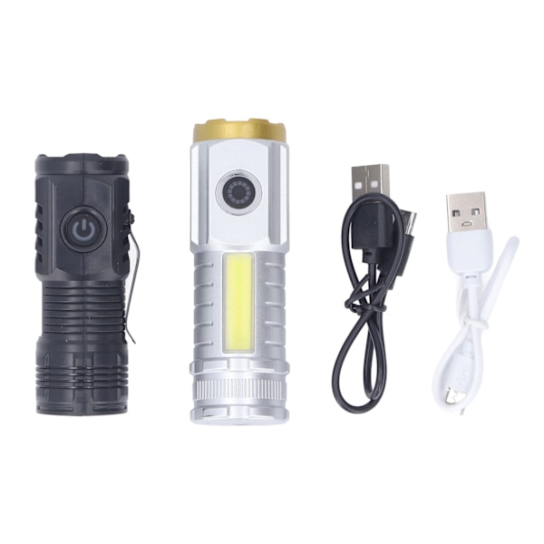 2-pack LED Uppladdningsbar Ficklampa USB Portabel Hög Ljusstyrka Utomhus Mini Ficklampa