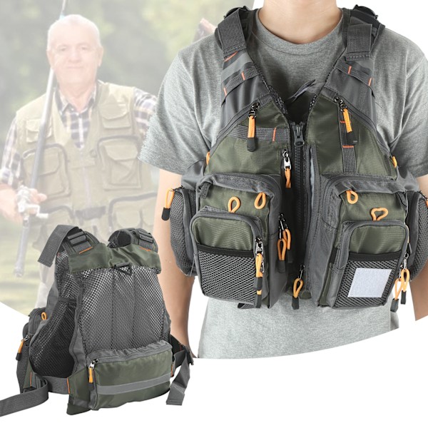 Justerbar nylon fiskeväst utomhus andningsbar mesh väst jackor med fickor