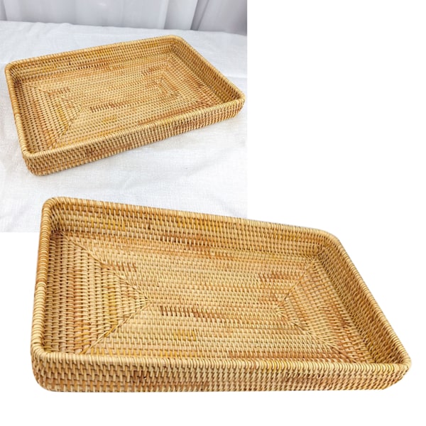 Elegant Handvävd Serveringsbricka i Rattan, Naturligt Slitstarkt Material För Ökad Hållbarhet Och Mångsidighet