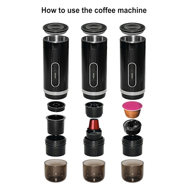Portabel Självvärmande Elektrisk Kaffebryggare 15 Bar Tryck Uppladdningsbar Resekaffemaskin för Resor Camping Kontor
