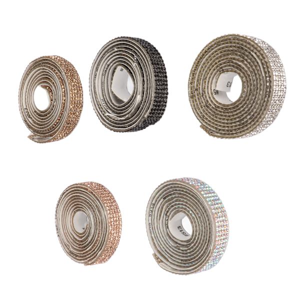5 st självhäftande remsor med strass, 5 meter totalt, 1 cm bredd, klippbar DIY-remsa med strass för skor, fotoramar
