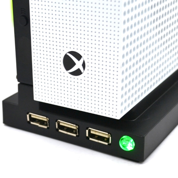 XBOX ONE S värdfläkt Vertikalt stativ med kylfläkt Spelkonsolstativ för Xbox One S med 3 USB-portar