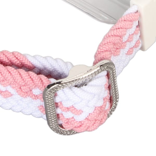 Mjuk nylonflätad klockarmband med stötfångarskydd skärmskyddsaccessoar passar för Mi Band 7 rosa vit och transparent fodral