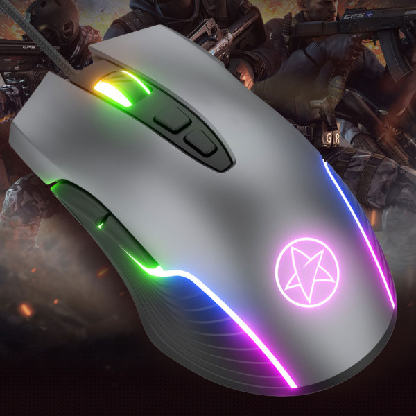 G901RGB Gaming Mouse med programmerbar ergonomisk tråd USB mus 6 400 punkter per tum 7 knappar och 7 färger laptop retroiliminerad, höger hand