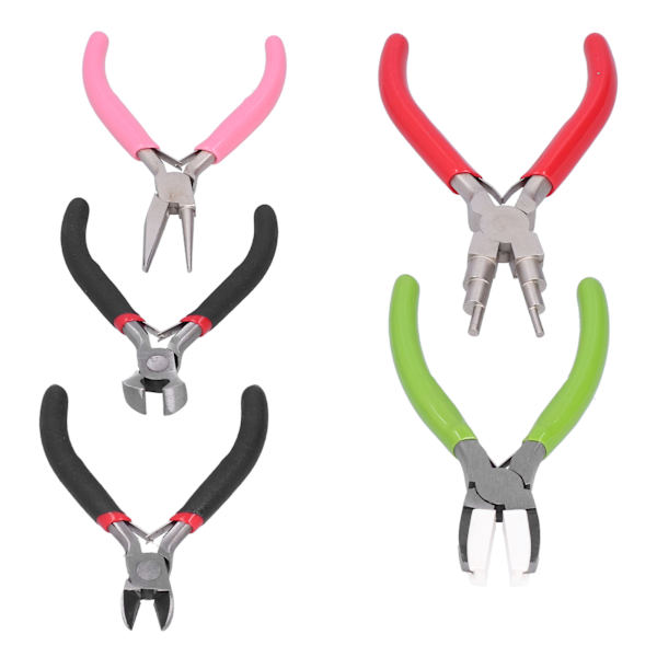 5-pack Tångset Diagonal Platt Näs Tång Bail Making Smycken Tång Hand Crimping Winding Verktyg