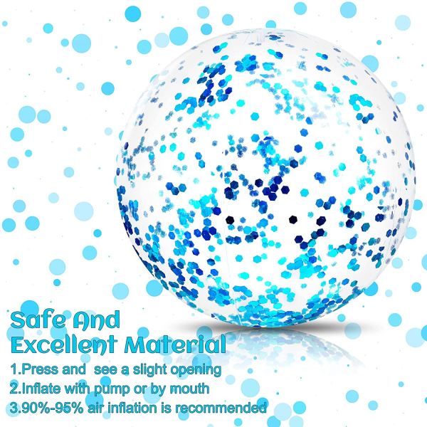 5-pack konfetti glitter uppblåsbara genomskinliga badbollar,
