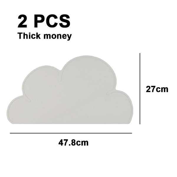 2ST Kids bordstablett - Silikon Cloud Shape Non-Slip bordstablett Light  grey 45b8 | Light grey | Fyndiq