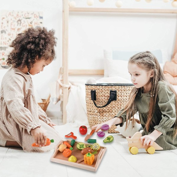 Träleksaker Montessori Träkök Barnmat - Trämat Frukt och Grönsak Leksaker, Barnleksakspresenter