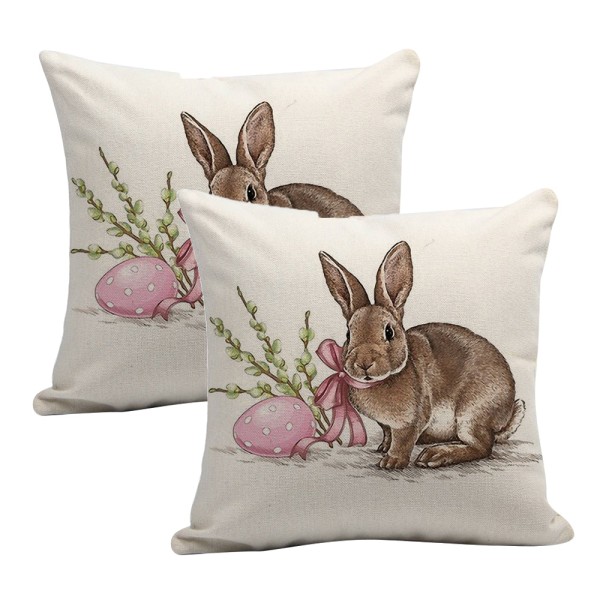 Påsk målning stil linne kuddfodral Vintage kanin kanin