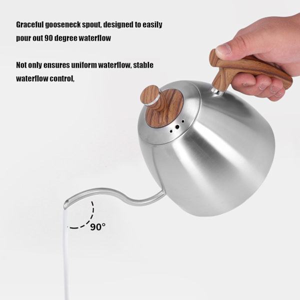 Häll över vattenkokare 800 ml Hållbar Rostfri Stål Bakelit Handtag Ergonomisk Design Svanhals Pip Kaffe Vattenkokare
