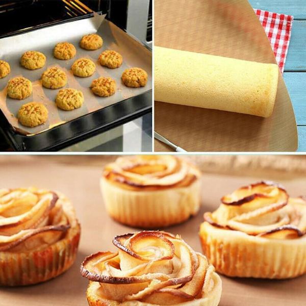 Permanent bakfolie (set om 4) extra stor för grillning och bakning - 40x60 cm kan klippas till storlek - bakfolie diskmaskinssäker - bakplåtspapper
