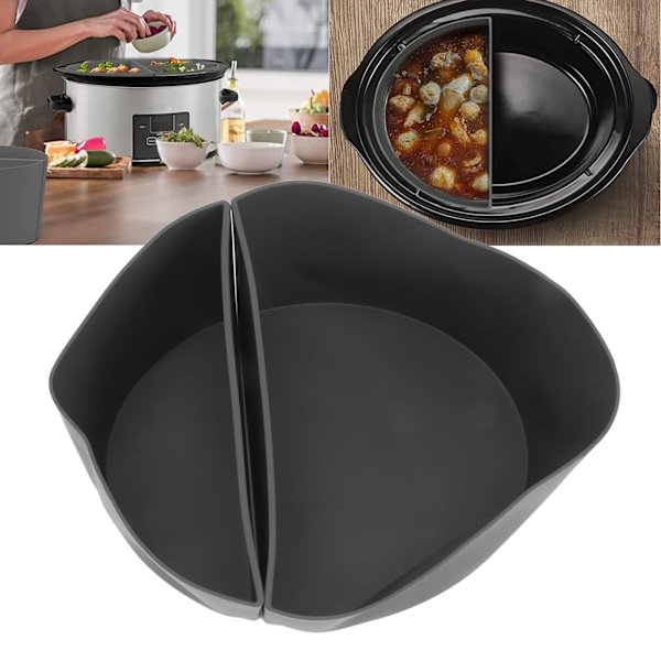 6QT Silikon Slow Cooker Liners Återanvändbara läckagesäkra 2 i 1 Slow Cooker Divider Liner Kökstillbehör för hem Grå