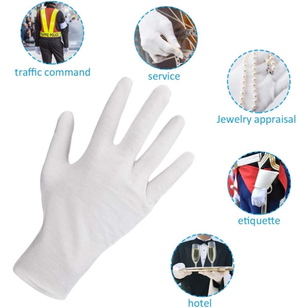 12 par vita handskar Bomull Mjuka bomullshandskar Andningsbart arbete
