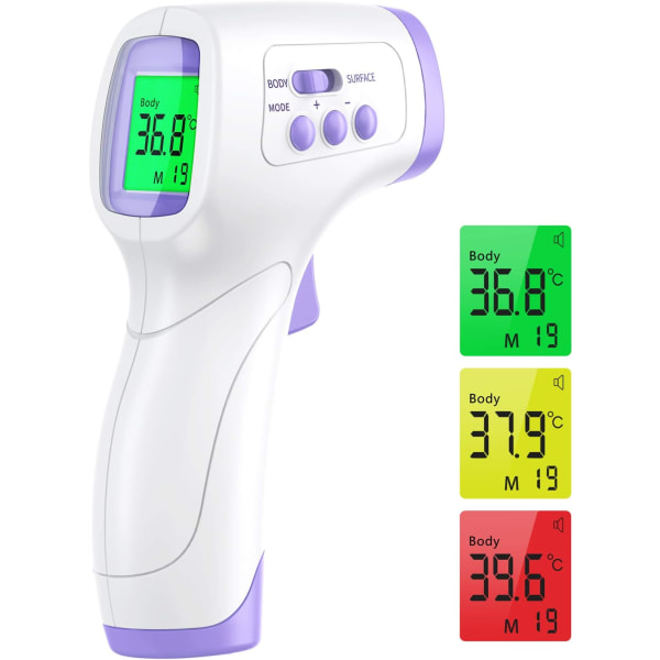 Vuxenpann termometer, infraröd pann termometer, 2 i 1 kontaktfri baby vuxen objekt termometer, infraröd termometer med feberlarm,