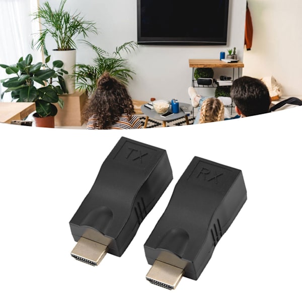 2x HDMI 30m till RJ45 nätverkskabel förlängare omvandlare repeater över CAT-5e CAT6