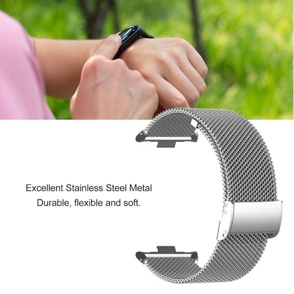 Ersättningsarmband Rostfritt Stål Sportklocka Armband för Mi Band 8 Silver