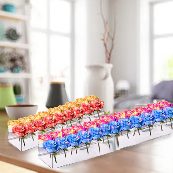 Akryl Vas Klar Rektangulär Centerpiece Box Heminredning för Bröllopsfest 18 Hål