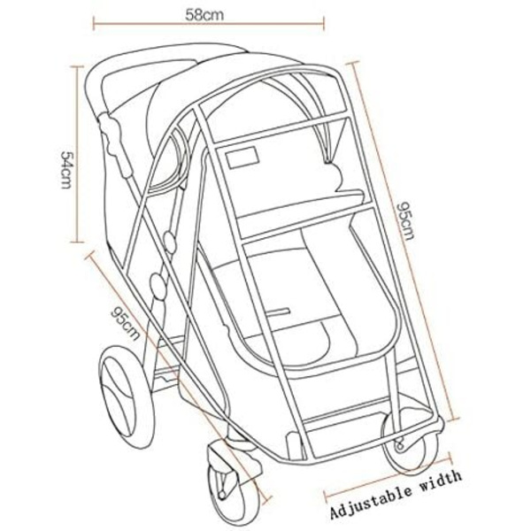 Regnskydd för barnvagn, universellt regnskydd i plast för joggingvagnar, väderskydd för barnvagnar, vattentätt, vindtätt, skyddar mot damm