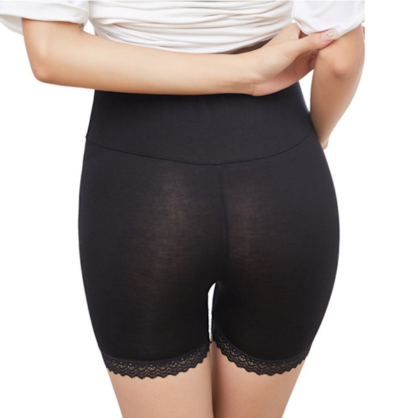 Kvinnors höga midja säkerhetsbyxor elastiska graviditetsbyxor leggings (svart 2XL)