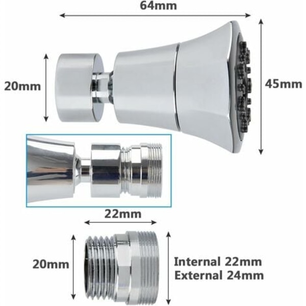 Moon - Dubbelfunktion 2-flödes köksblandare 360° roterande svängbar kran Vattenbesparande kran med 22 mm honadapter, plastutdragare