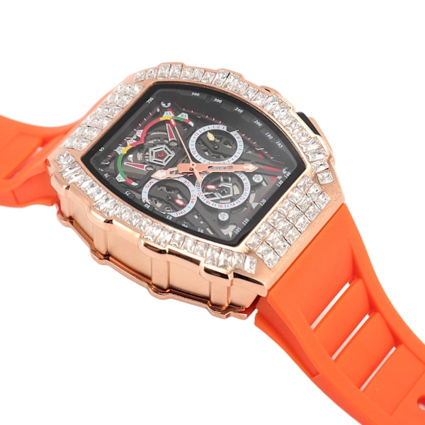 Analog Quartz Armbandsur 30m Vattentät Silikonrem Multifunktionell Quartzklocka för Män Rosorange