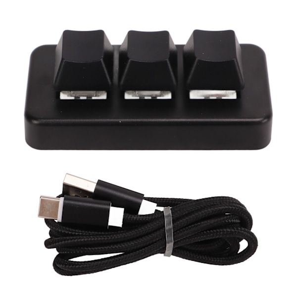 Mini 3-knappskontrolltangentbord med USB-kabel, anpassningsbart ratttangentbord, programmering av makrotangentbord